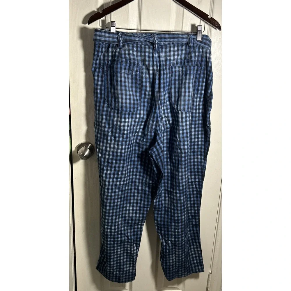 Maeve by Anthropologie Avryl Pants Womens 14  Blue Black Check Belted